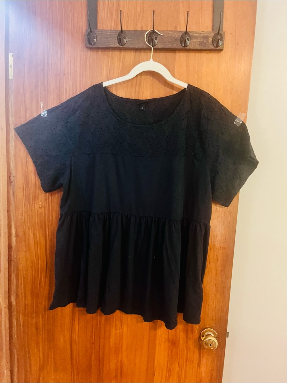 Black Eyelet Yoke Babydoll Tunic Top - Women’s Torrid 2